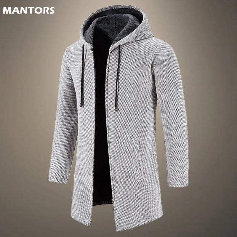 

Мужской свитер, осенне-зимний плотный флисовый теплый длинный кардиган, мужской свитер с капюшоном, пальто, мужской кардиган, свитер, куртка, повседневная одежда