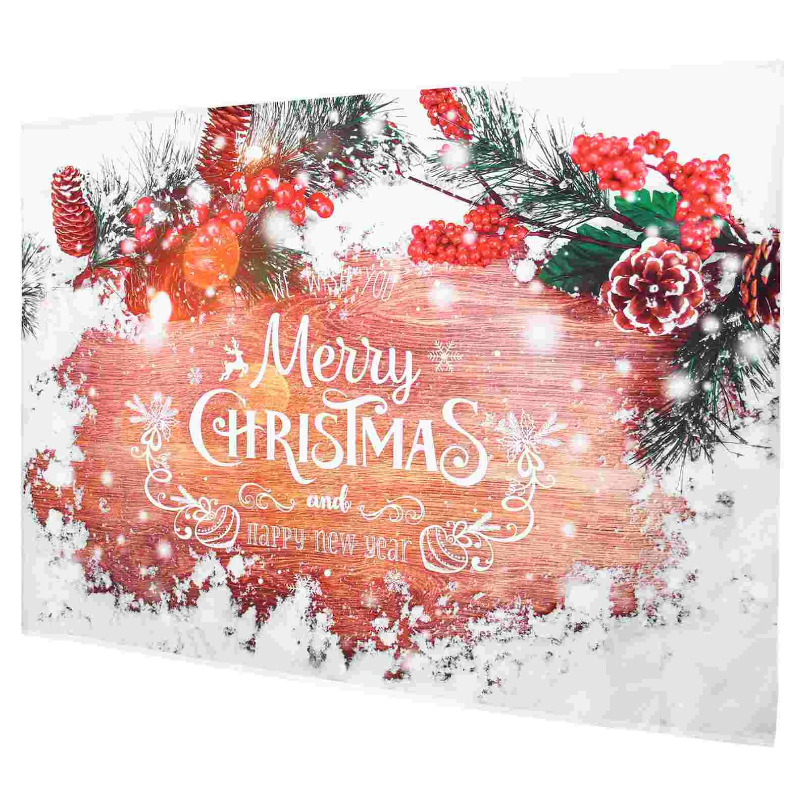 

Christmas Tapestrybackdrop Photo Props Snowhanging Wall Table Tablecloth Party Cover Cloth Pine New Dorm Berries Holly Cone