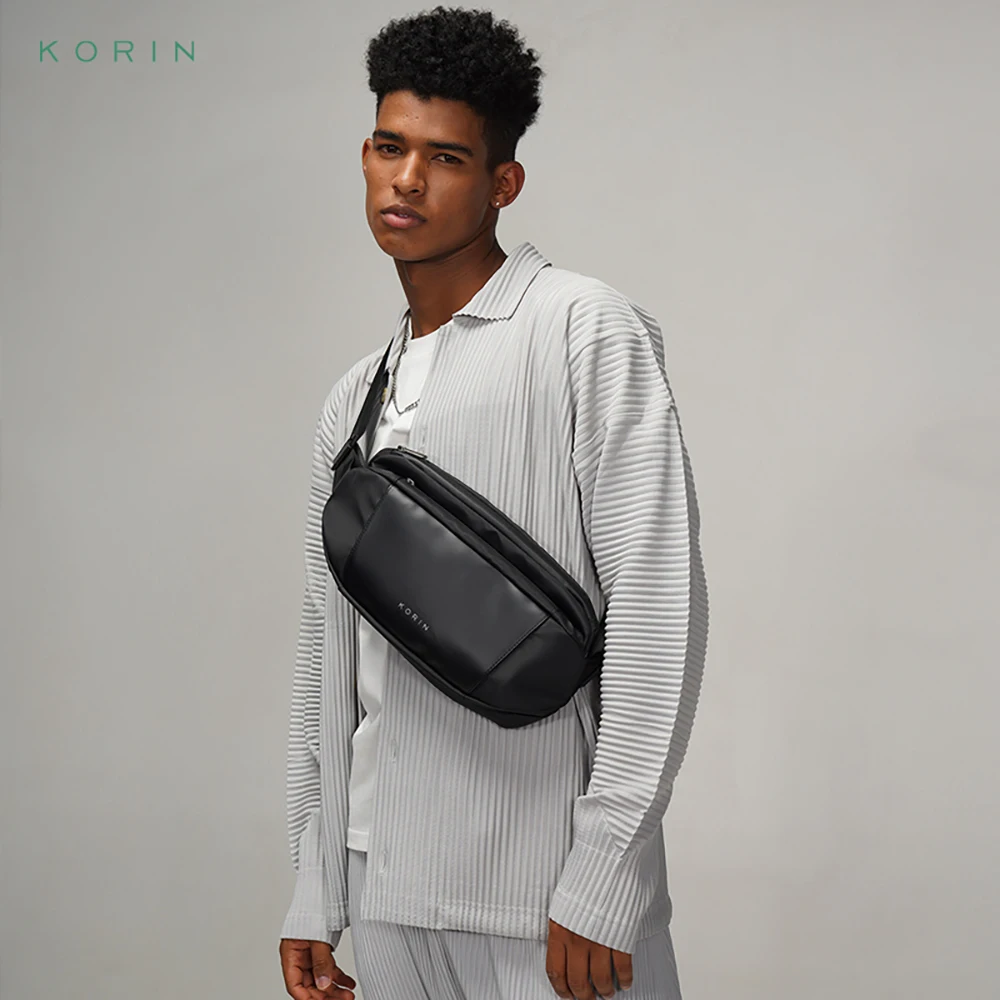 2022 KORIN Brand Men Crossbody Bag Water Repellent Sling Pack Male Messenger Shoulder Bag Short Trip Minimalist Chest Bag PU