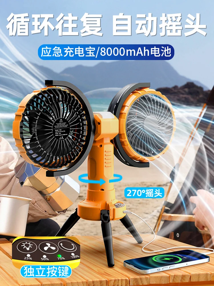 Вращающийся на 360 градусов двухсторонний вентилятор для наружного рабочего