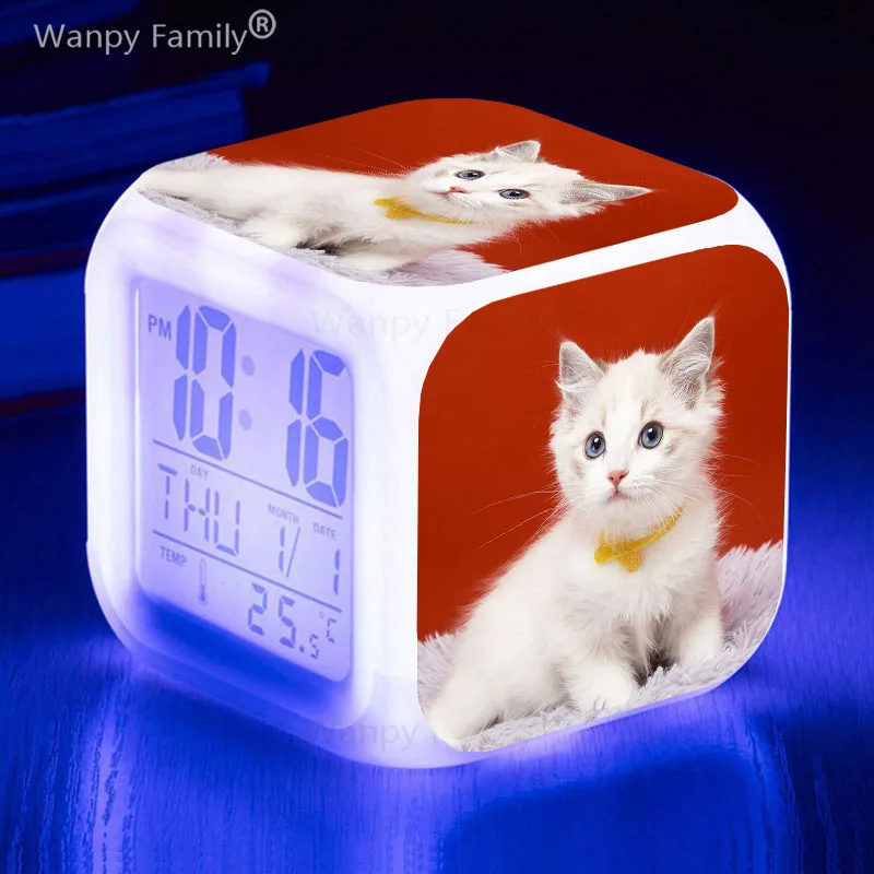 Student Bedroom Touch Sensing Wake Up Timer Kids Room Pet Cat Alarm Clock