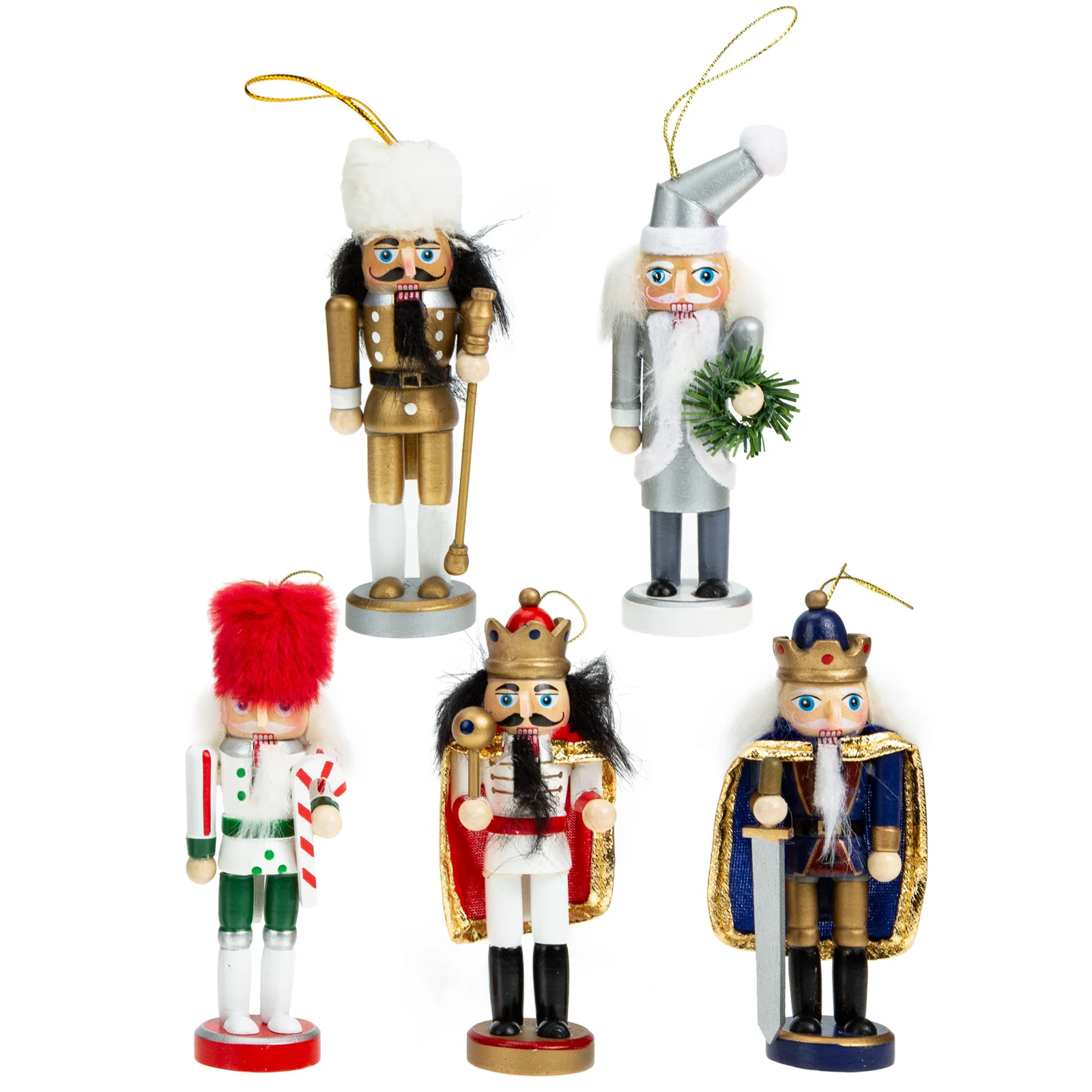 

5pcs Walnut Soldier Pendants Hanging Puppet Xmas Nutcracker Soldier Adornments
