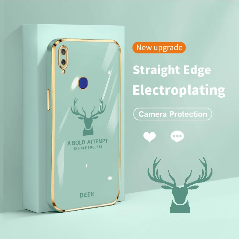 

Deer Electroplating Case for vivoV11i Z3 Z3i V15 V20 Pro S1 Pro China V17 S7 S7T All Coverage Camera Protective Cover