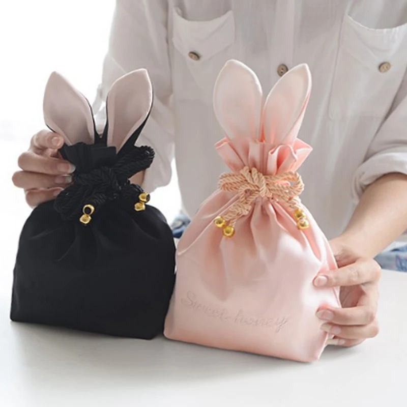 

2022 Easter Bunny Drawstring Cosmetic Bag Travel Rabbit Ear Makeup Bag Make Up Organizer Storage Toiletry Beauty Kit Case Pouch