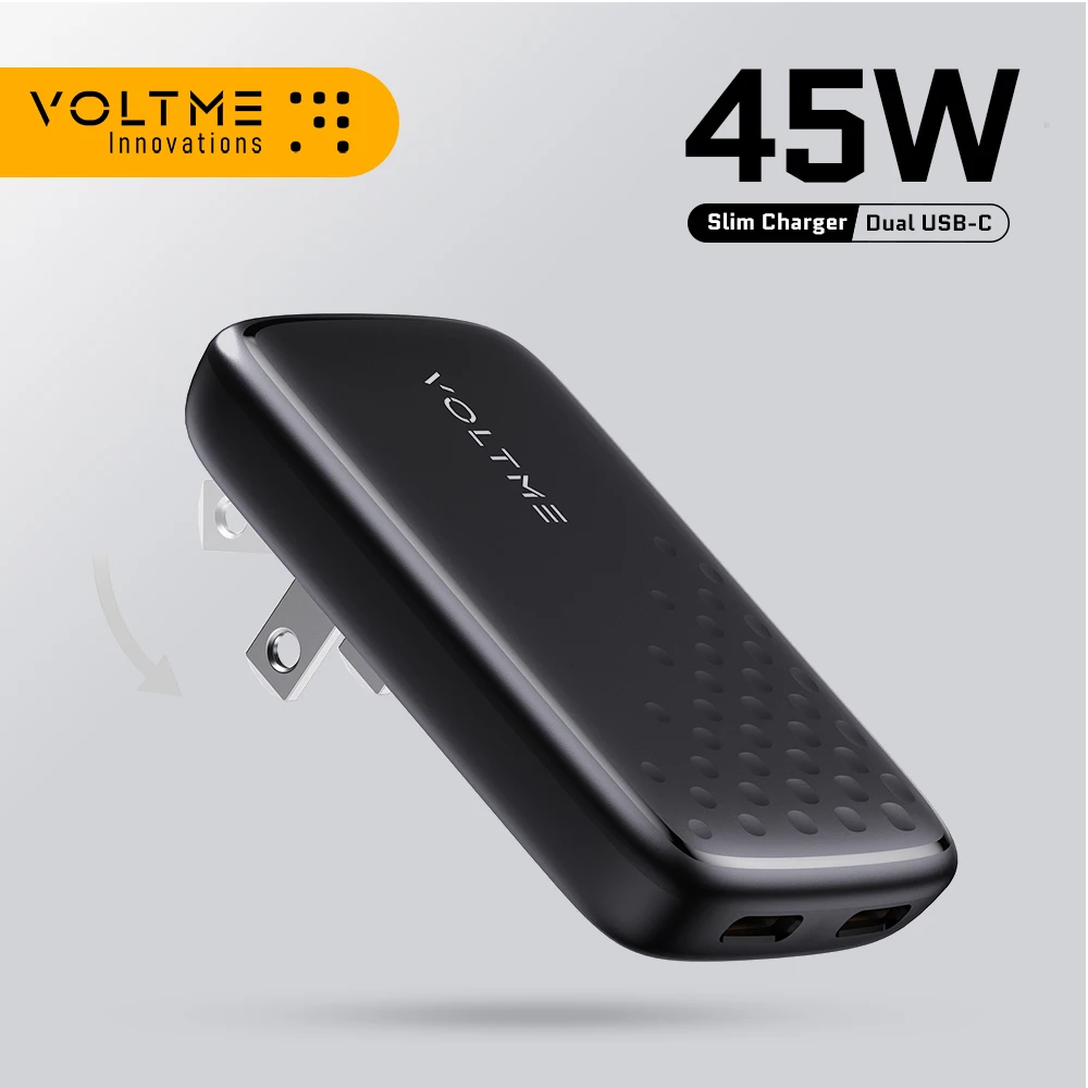 Зарядное устройство VOLTME 45 Вт быстрая зарядка двойная настенная GaN USB-C для iPhone 15 14 13