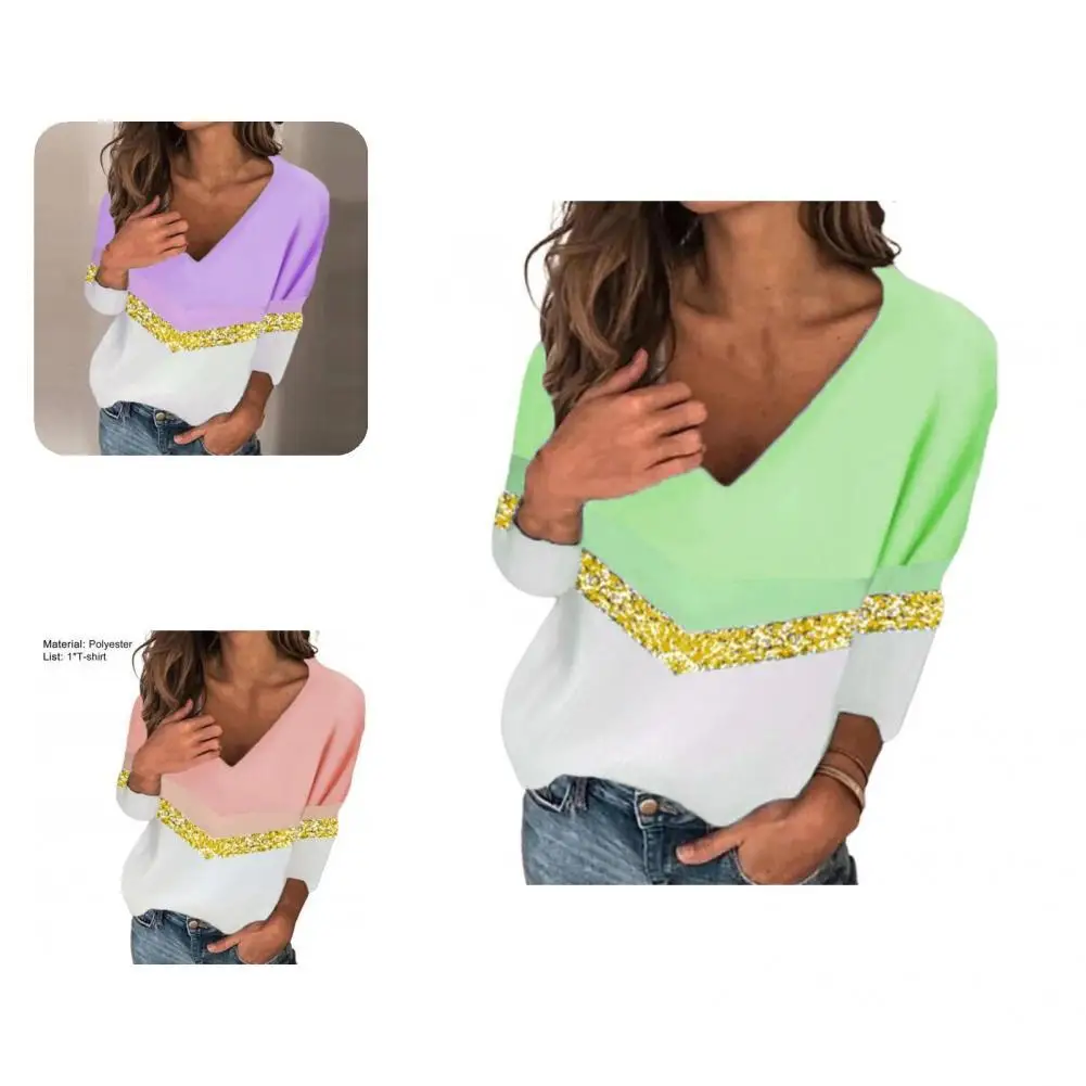 

Lady Top All Match Sequins Loose Quick Dry Spring Shirt Women Shirt for Home