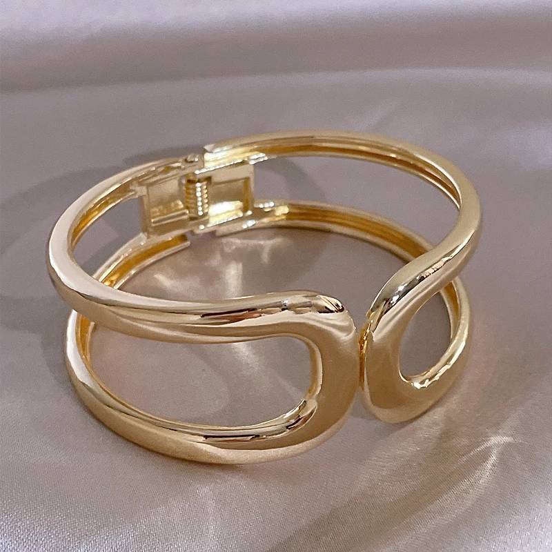 Модный простой Браслет-манжета золотого цвета и браслет для женщин широкий