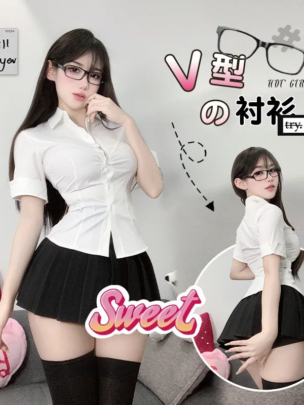 Весна/осень 2024 новинка Pure Desire JK Spicy Girl белая рубашка с короткими рукавами и