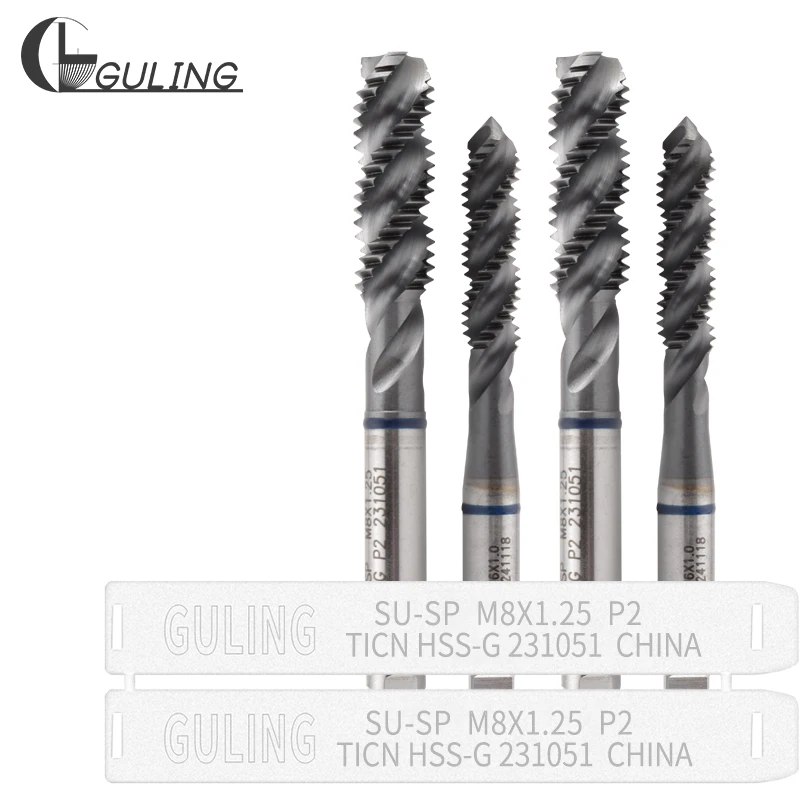 

GULING HSS-G JIS Стандартный метчик со спиральной рифленой резьбой с синим кольцом M2 M3 M4 M5 M6 M7 M8 M10 M12 Машинные метчики с резьбой для нержавеющей стали