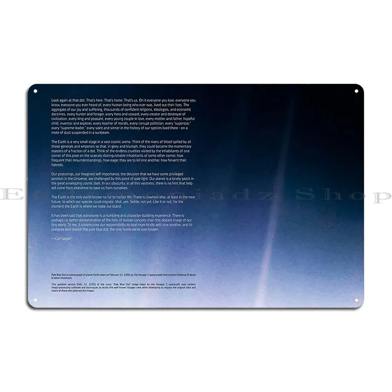 Бледно-голубая точка Andamp Carl Sagan Цитата Вояджер 1 Hq качественный Металлический