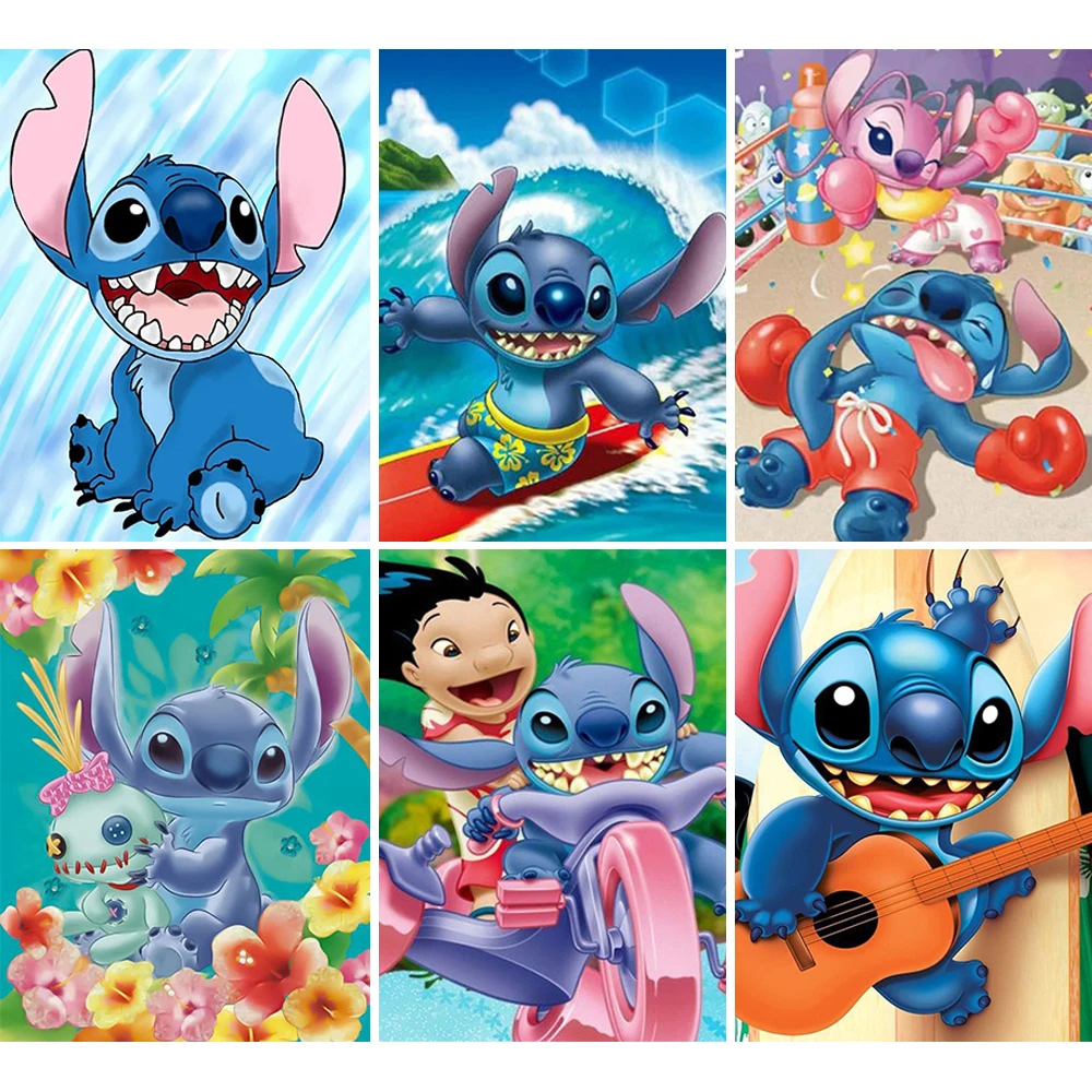 

Cartoon Diamond Mosaic Painting Lilo & Stitch Diamond Embroidery Full Round Rhinestones Cross Stitch Kits Home Decor