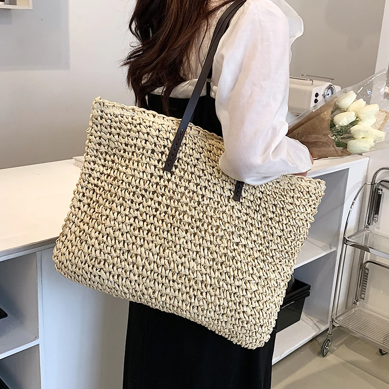 

Hand-woven Women's Shoulder Handbag Bohemian 2023 Summer Fashion Straw Beach Tote Bag Travel Shopper Weaving Shopping Bags