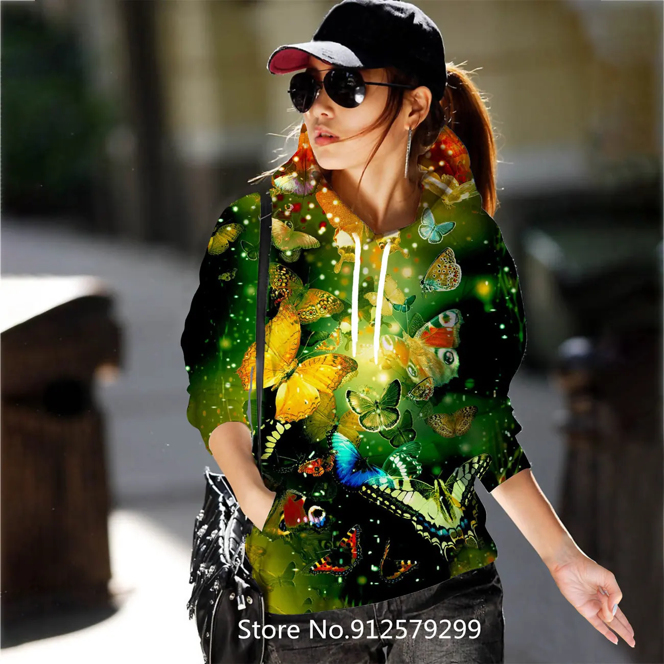 Butterfly Hoodies Women Flower Graphic Streetwear Long Sleeve Fashion Casual Sweatshirts Female
