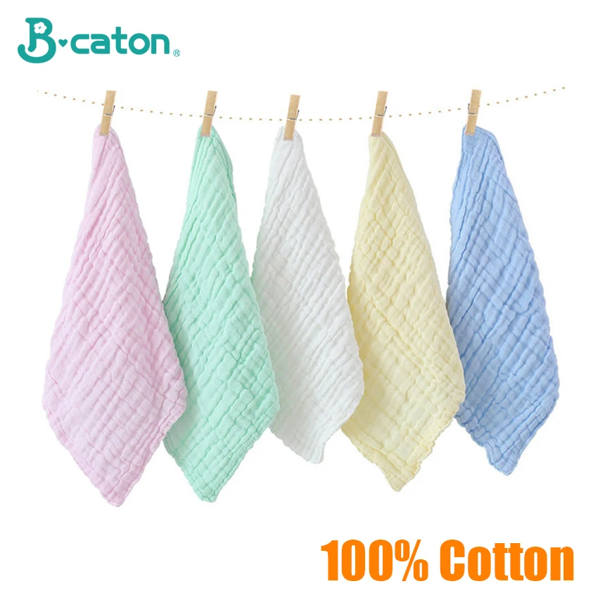 5PCS Baby Bath Towel 100% Cotton Muslin Squares 6 Layers Gau