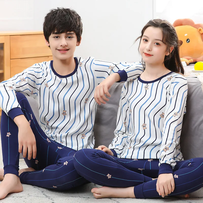 

Пижама для подростков, новинка, одежда для сна для больших девочек и мальчиков, одежда для малышей, комплекты хлопковой детской одежды, детс...