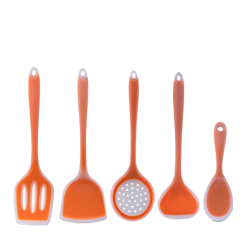 

5Pcs Cooking Tools Set Kitchen Accessories Silicone Non-Stick Temperature Resistance Cookware Kitchen Tools-Orange