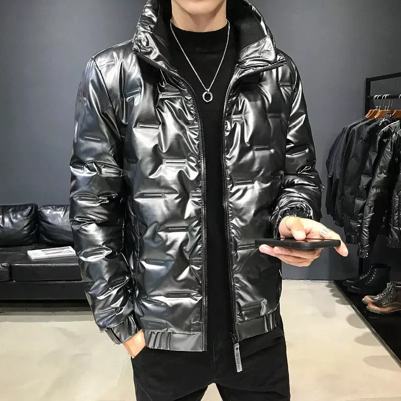 

2022NEW Duck Down Jacket 2021 New Men's Winter Trend Short Style Light And Warm Korean Version Leisure Bright Face Slim Fit