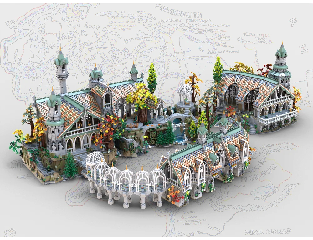 Фото Конструктор Rivendell: Архитектурная модель Замка, Башни, Зала, Пристройки и Горной базы. Игрушки-конструкторы MOC для сборки, подарки. №1