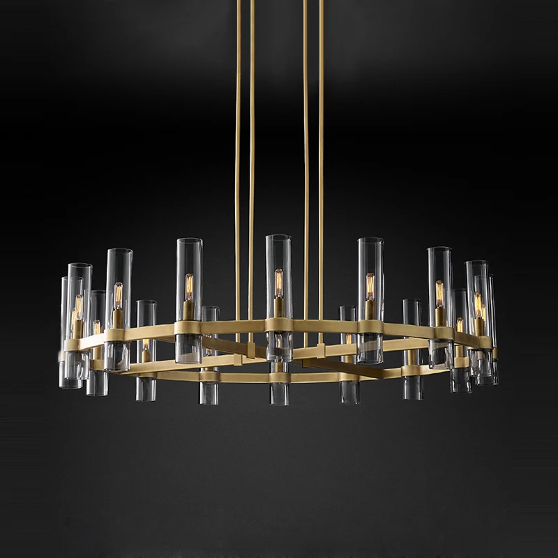 Art Deco E14 LED Modern Copper Glass Black Gold Round Chandelier Lighting Fixtures Lustre Suspension Luminaire Lampen For Foyer |