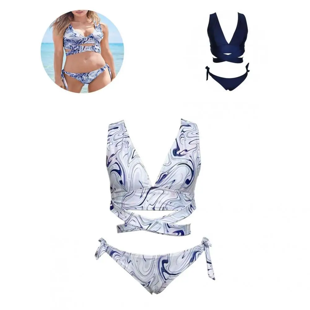 

2 шт./компл. популярный купальный костюм, облегающий женский купальник пуш-ап на шнуровке, регулируемый купальник