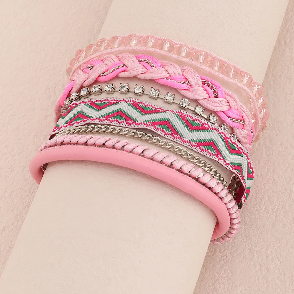 

Boho Wide Beaded Weave Bracelet New Arrival Friendship Pulseras Rainbow Jewelry Handmade Crystal Magnetic Buckle Women Bracelet