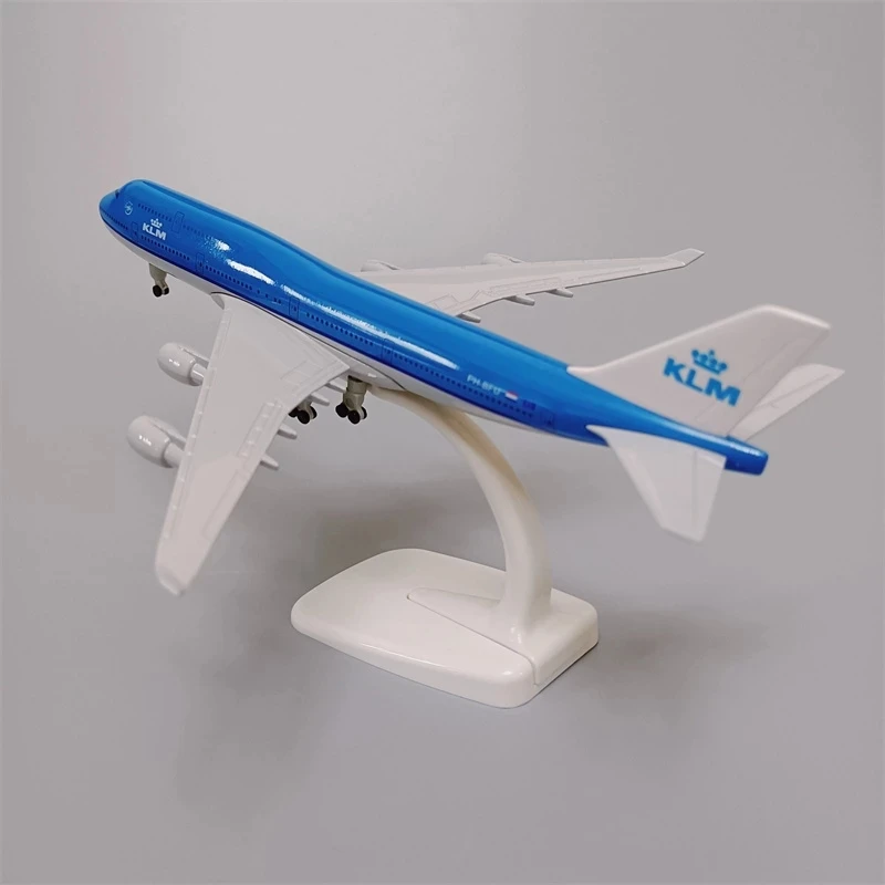 Модель самолета KLM B747 Airlines, 20 см, модель самолета из металлического сплава с колесами, посадочные шасси