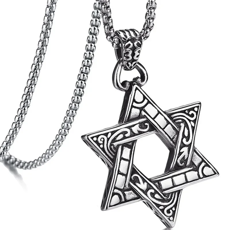 Ожерелье с подвеской в виде звезды Давида из нержавеющей стали ожерелье-амулет