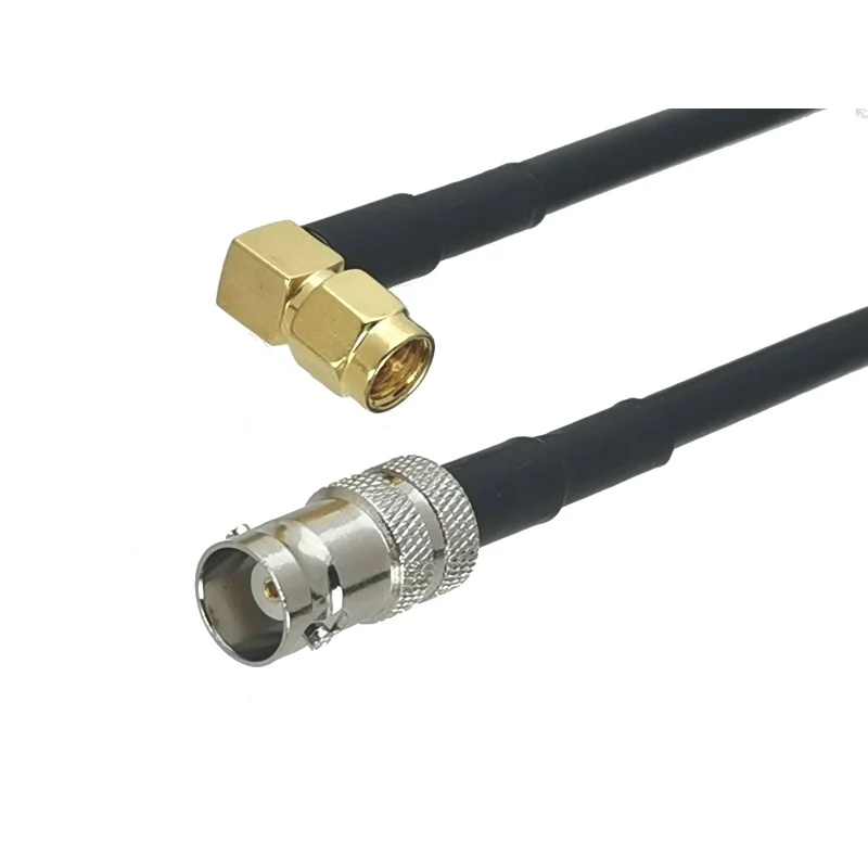 

1Pcs RG58 BNC Female jack to SMA Male Plug Right angle Connector RF Coaxial Jumper Pigtail Cable 4inch~20M