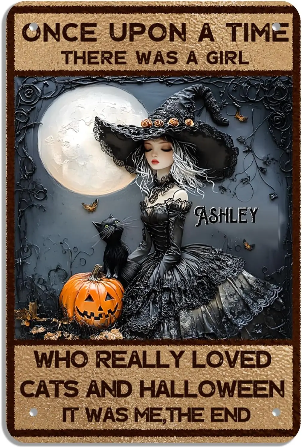Ctom Halloween Wtch &amp Cat Metal Tn Sgns с именем персонализированный декор на Хэллоуин настенное