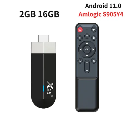 ТВ-приставка X98 S500 Mini Fire TV Stick, Android 11, 2 ГБ, 16 ГБ, AV1, Amlogic S905Y4, 4K, 60 кадров в секунду, 2,4G