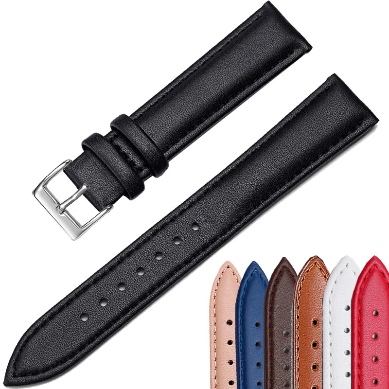 High Quality Genuine Leather Watch Band Parts 10MM 12MM-24MM Purple Pink for Men and Women For DW Strap Accessories with Tool