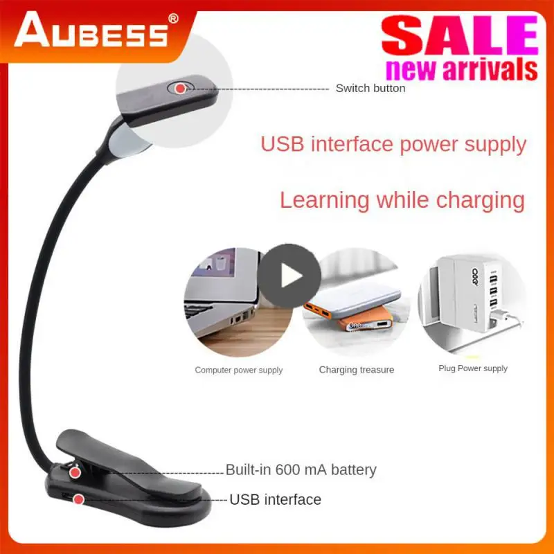 

Black Led Light With Goosenecks Clip Desk Lamp Rechargeable Flexible Night Light Bedroom Decoration 5w Reading Light Usb