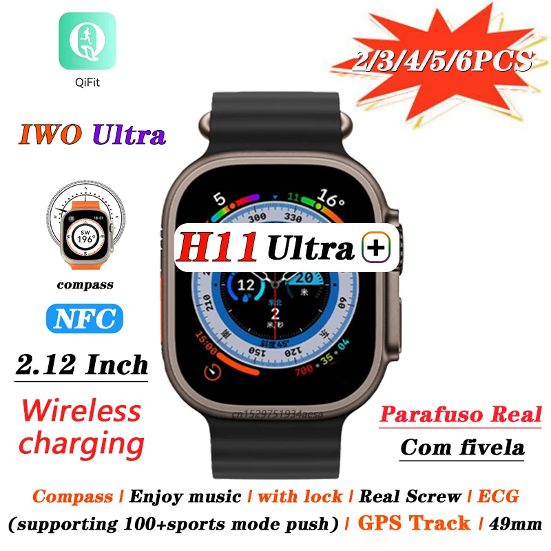 

H11 Ultra+ Smart Watch IWO Ultra with Strap Lock Series 8 49mm Full Screen 450mAH Dail NFC ECG Sport Smart Watch Men Smart Watch