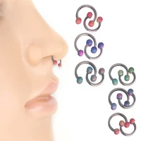 2pcs stainless steel nose hoop ring septum rings lip studs nostril earrings circular tragus ear piercing horseshoe body jewelry