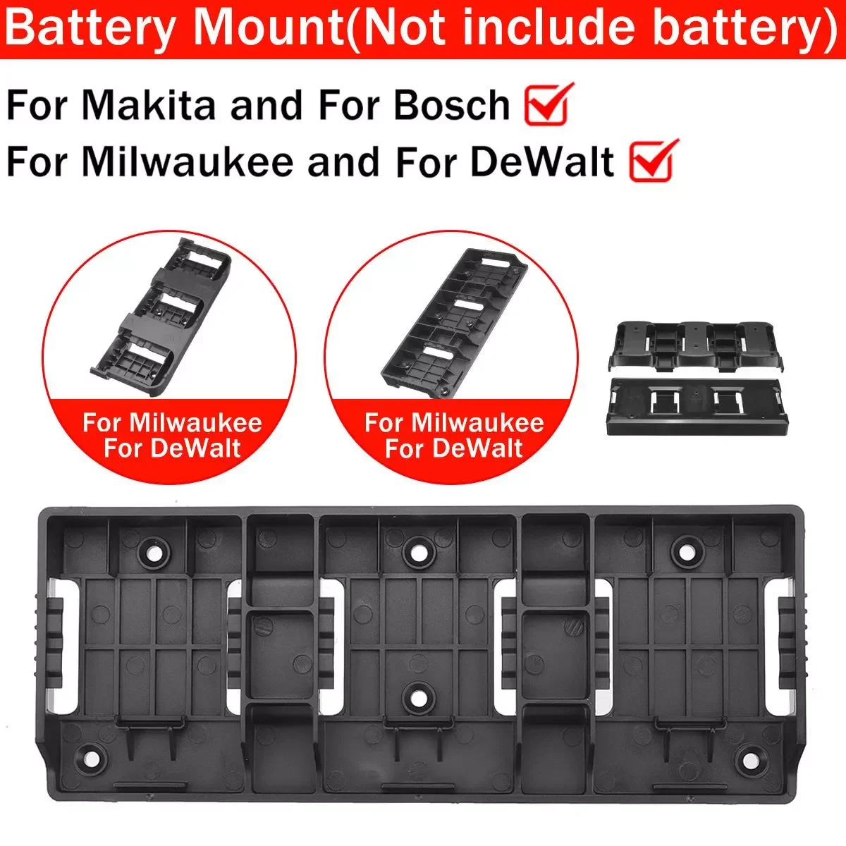 

ABS Battery Mounts for Bosch for Makita for Milwaukee for DeWalt Battery Storage Holder Shelf Rack Stand Slots Battery