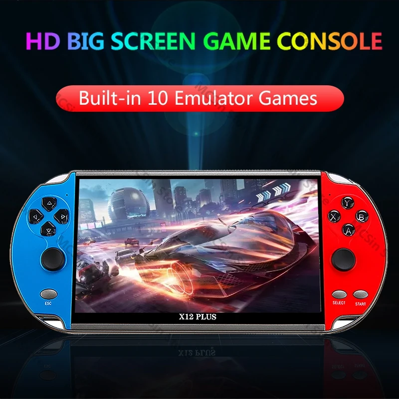 X7/X12 Plus Handheld Game Console 4.3/5.1/7.1 Inch HD Screen Portable Video Player Built-in10000+ Retro Games