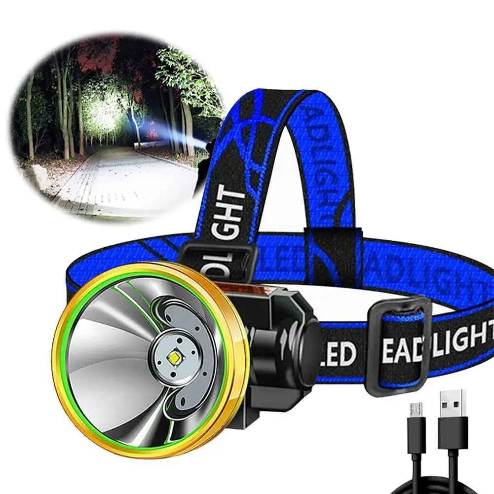 

Portable LED Fishing Headlamp Rechargeable Waterproof Super Bright Head-mounted Flashlight Torch For Fishing Hiking Camping