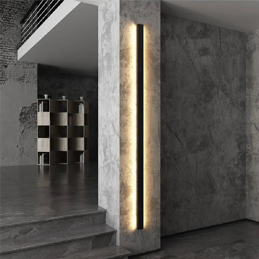 

Modern Black Wall Lamp Aisle Corridor Sconce Indoor Decor Ambient Light For Living Room Long Strip LED Bedroom Stair Wall Light