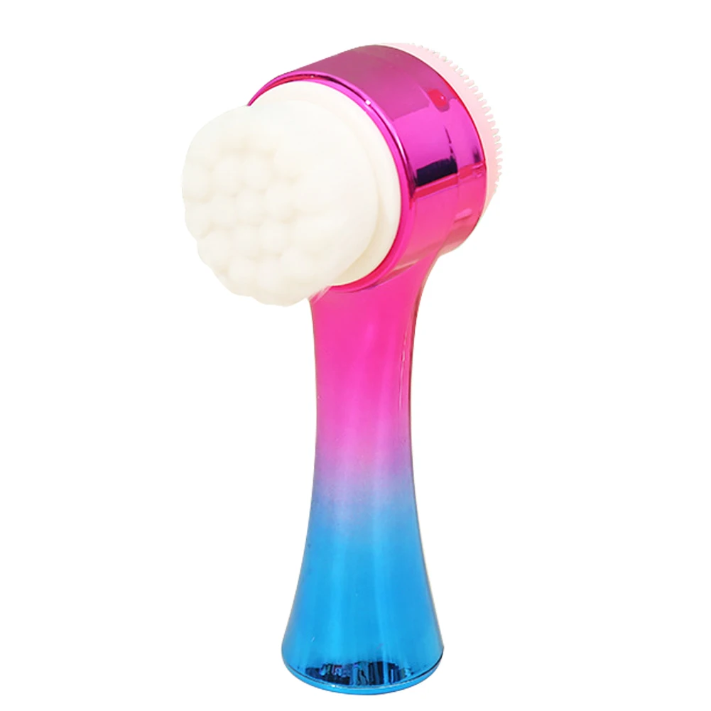 

Двусторонняя дорожная Щетка Для Чистки Лица 2 в 1, портативная ручная щетка для всех типов кожи, мягкий отшелушивающий массаж для удаления ма...