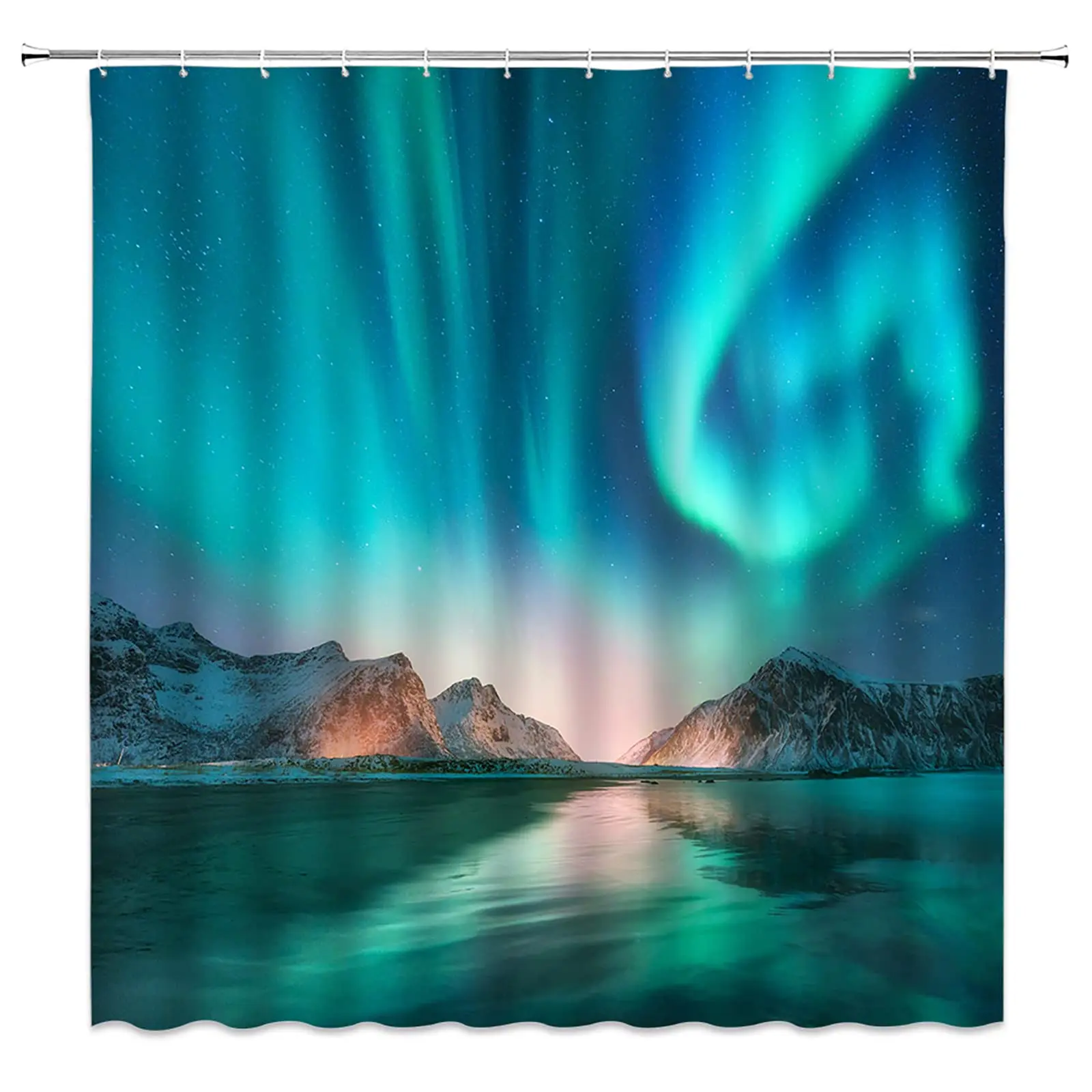 

Aurora Borealis Shower Curtain, Exquisite Atmosphere Solar Starry Sky Calming Night Image Cloth Bathroom Decor Set with Hooks
