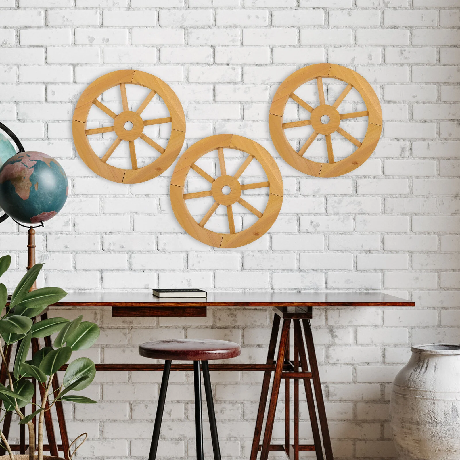 

Home Decoration Retro Wooden Wheel Carriage Trolley Handmade Solid Ornament Decoration Interior Indoor Vintage Home Wall