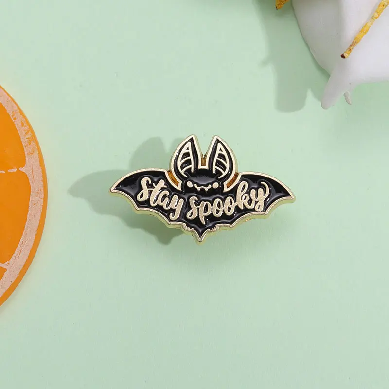 

Stay Spooky Butterfly Insect Enamel Pins Metal Decorative Jewelry Brooches Punk Gothic Lapel Badge Wholesale Pins for Gifts