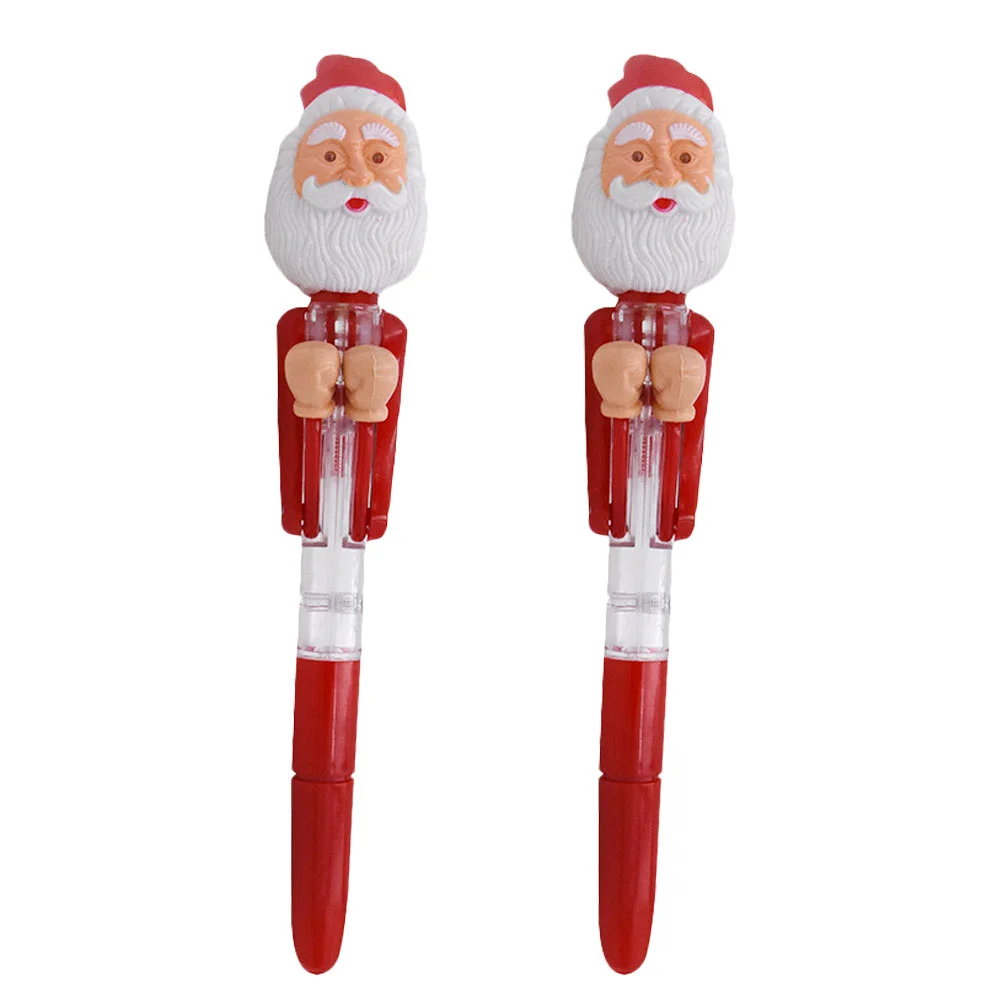 

2 Pcs Old Man Boxing Pen Christmas Present Students Ballpoint Sparkle Gel Pens Toys Plastic Ball-Point Bulk Kids Prizes Cart