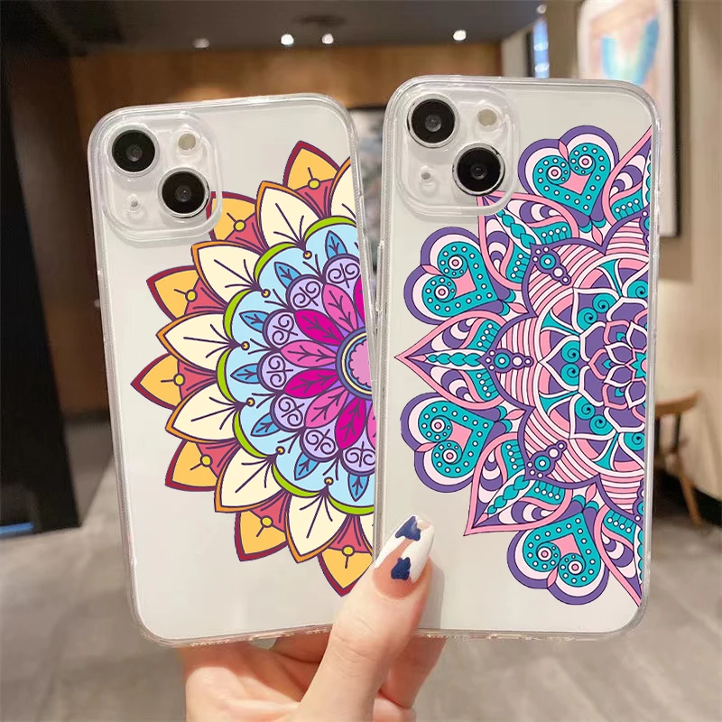

Vintage Printing Pattern Clear Phone Case For iPhone 13 12 Pro Max Mini 11 Pro X XR XS Max 6 6S 7 8 Plus Se2 Liquid Silicon