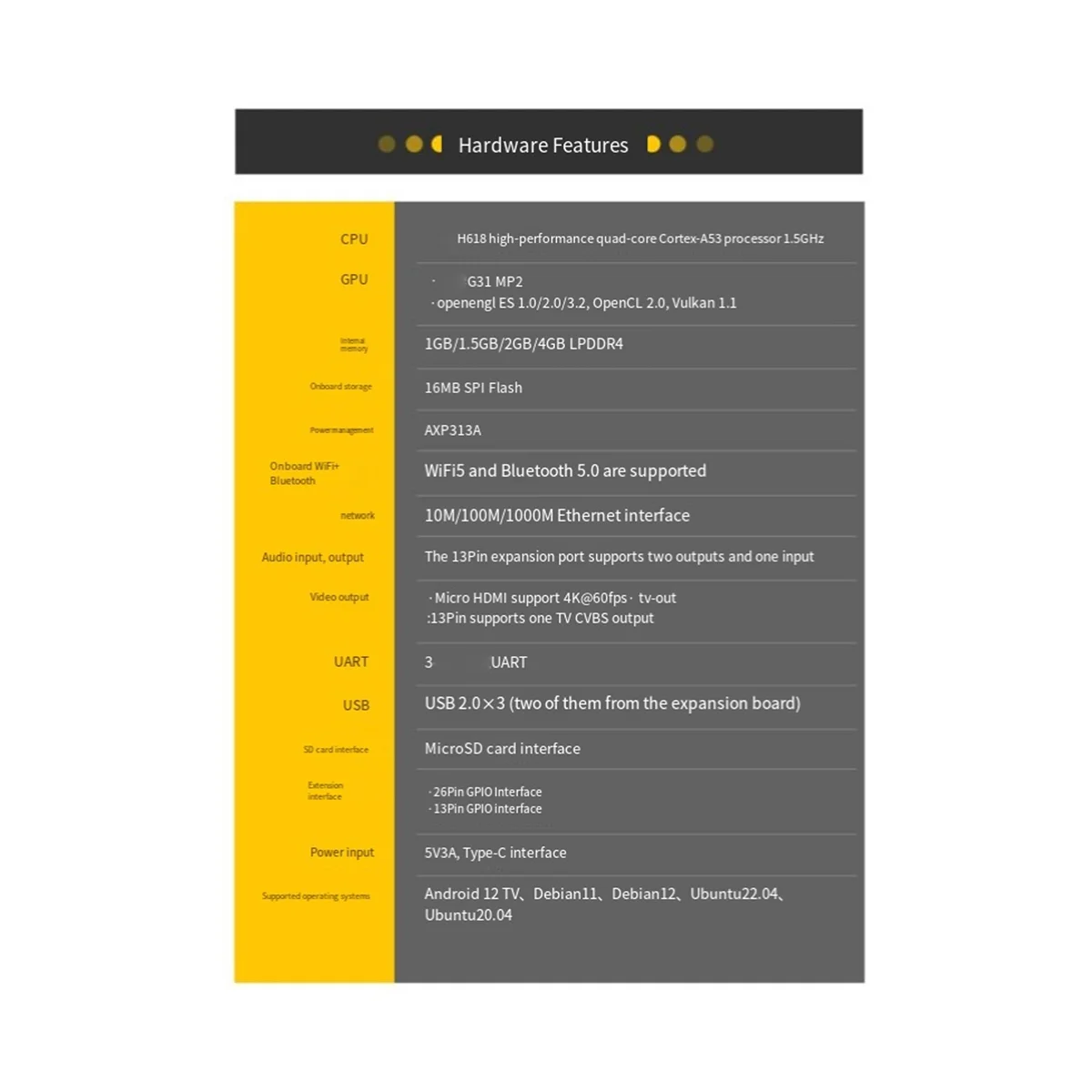 Для Orange Pi Zero 3 4 Гб ОЗУ одноплатный компьютер H618 Стандартная плата LPDDR4 Gigabit