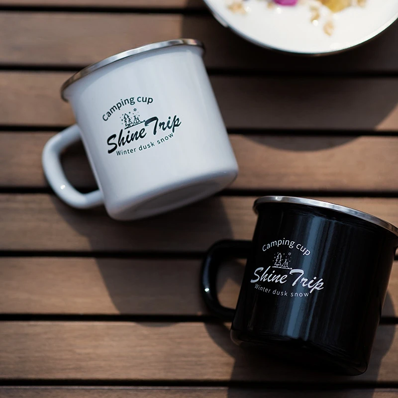 

Outdoor camping enamel cup retro classic mug picnic simple Japanese coffee cup large capacity cup