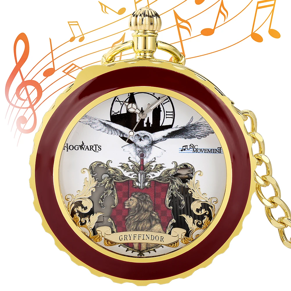 

Chic Transparent Cover Musical Pocket Watch fob Chain Music Clock Creativity Roman Numerals Display Pocket Clock Gifts for Men