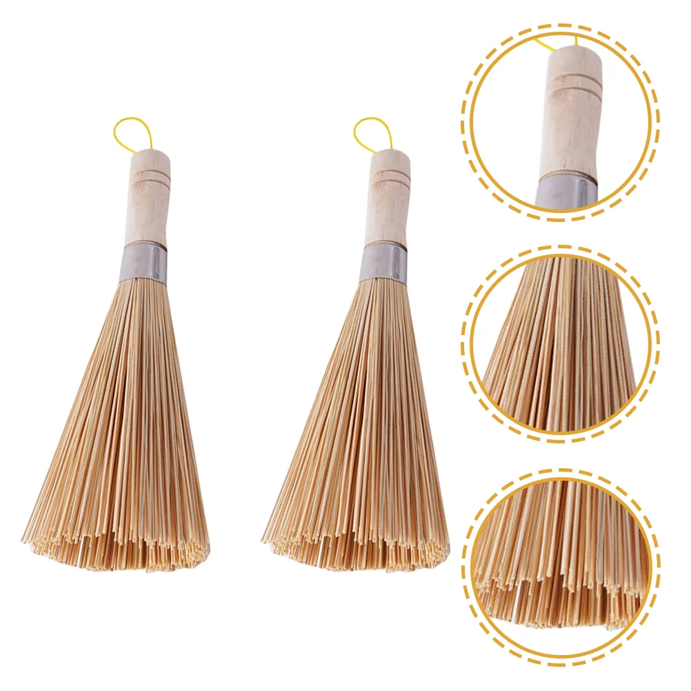 

Brush Pot Bamboo Scrubber Cleaning Dish Brushes Scrub Pan Wok Dishwashing Natural Wood Kitchen Wet Palm Cleaner Washing Scraper