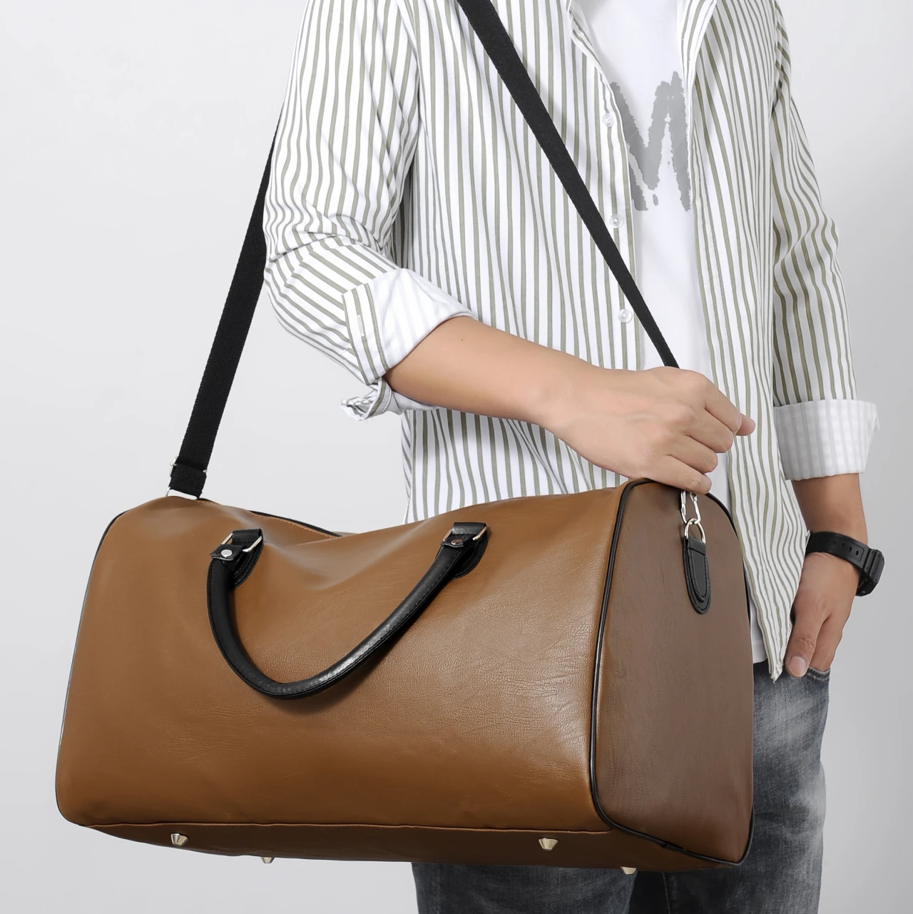 YILIAN Large capacity simple travel bag versatile men's duffel bag fashion durable handbag waterproof single shoulder bag