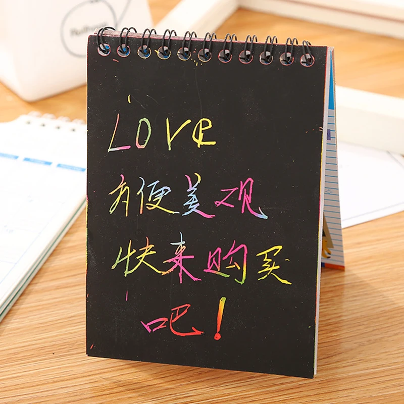 

1 PC Children DIY Scratch Painting Note 10 Pages Magic Color Rainbow Scratch Art Paper Cards Graffiti Stencil Kid Drawing Toy